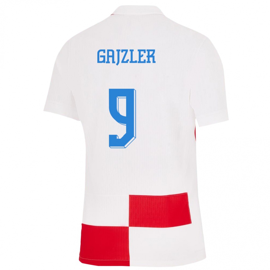 Niño Fútbol Camiseta Croacia Niko Gajzler #9 Blanco Rojo 1ª Equipación 24-26 Argentina