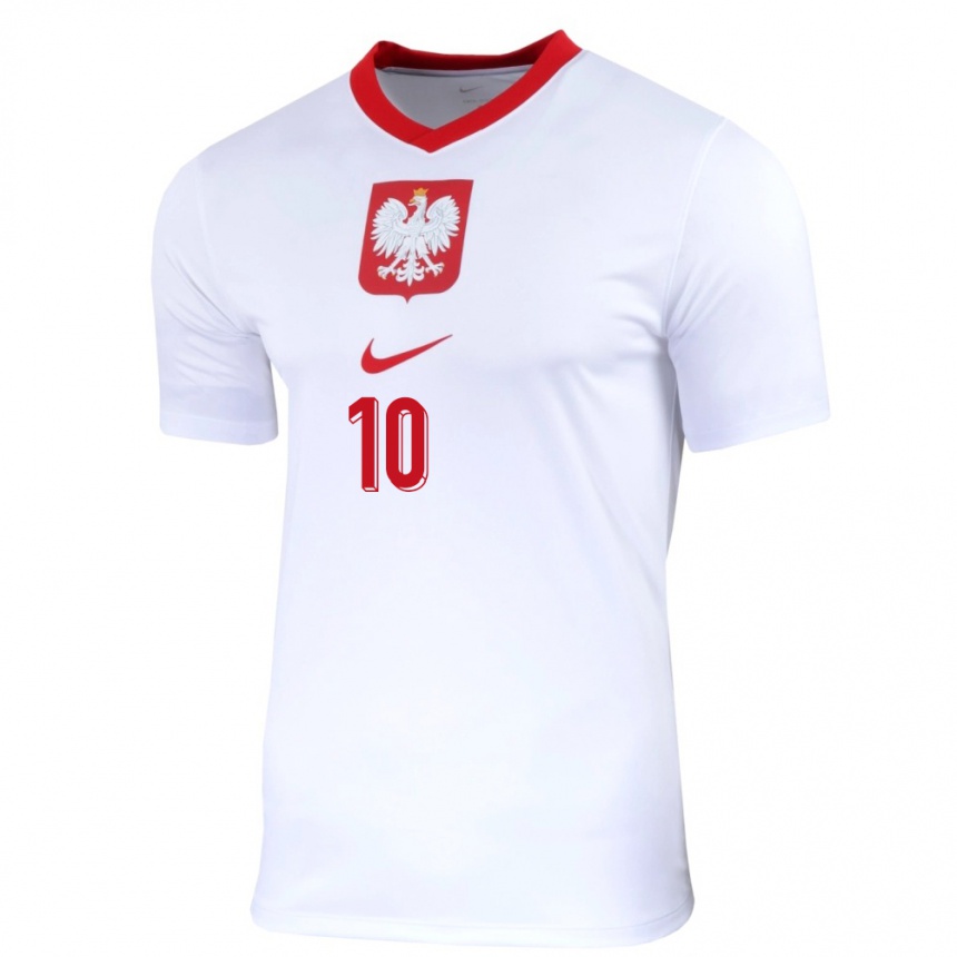 Niño Fútbol Camiseta Polonia Grzegorz Krychowiak #10 Blanco 1ª Equipación 24-26 Argentina