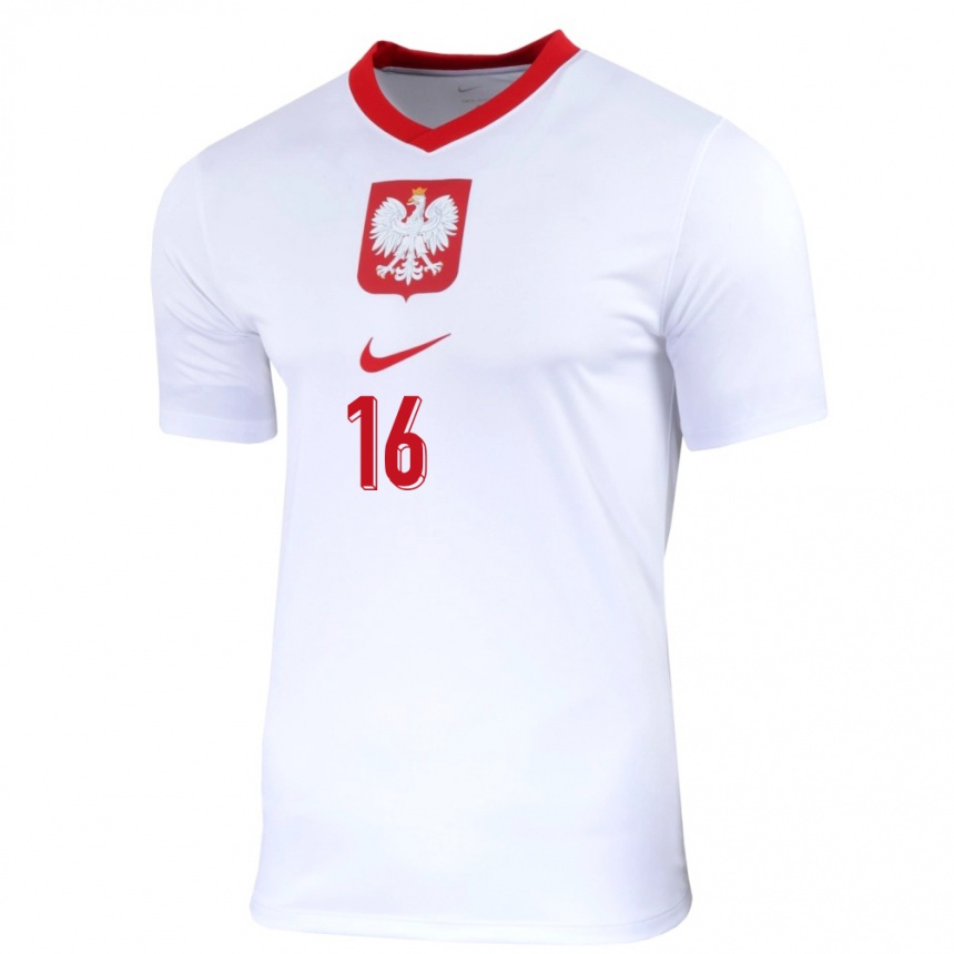 Niño Fútbol Camiseta Polonia Klaudia Jedlinska #16 Blanco 1ª Equipación 24-26 Argentina