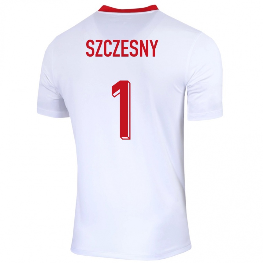 Niño Fútbol Camiseta Polonia Wojciech Szczesny #1 Blanco 1ª Equipación 24-26 Argentina