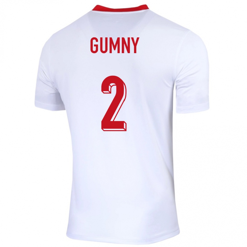 Niño Fútbol Camiseta Polonia Robert Gumny #2 Blanco 1ª Equipación 24-26 Argentina