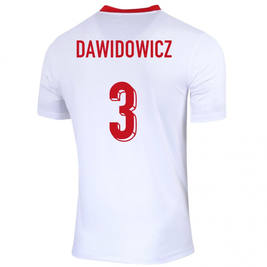 Niño Fútbol Camiseta Polonia Pawel Dawidowicz #3 Blanco 1ª Equipación 24-26 Argentina