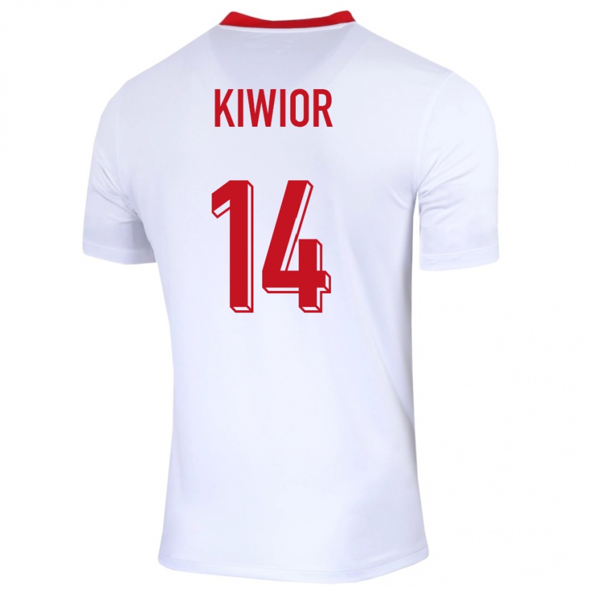 Niño Fútbol Camiseta Polonia Jakub Kiwior #14 Blanco 1ª Equipación 24-26 Argentina