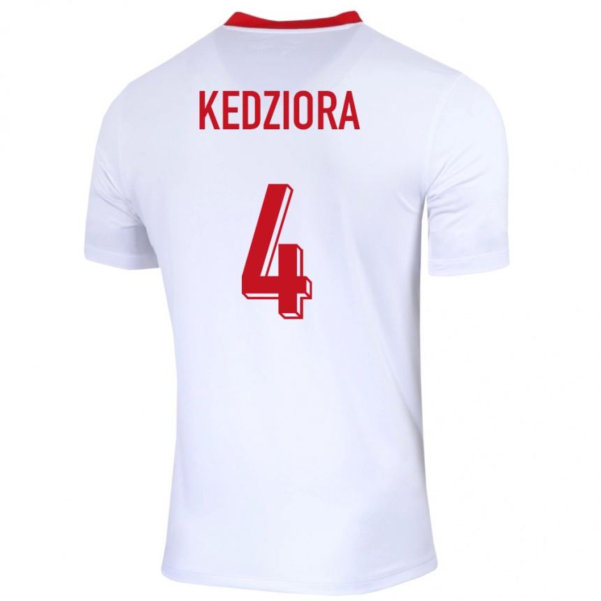 Niño Fútbol Camiseta Polonia Tomasz Kedziora #4 Blanco 1ª Equipación 24-26 Argentina