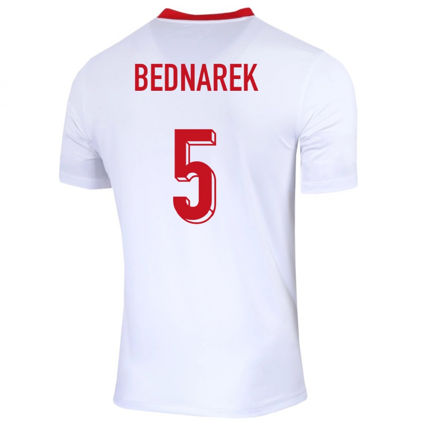 Niño Fútbol Camiseta Polonia Jan Bednarek #5 Blanco 1ª Equipación 24-26 Argentina