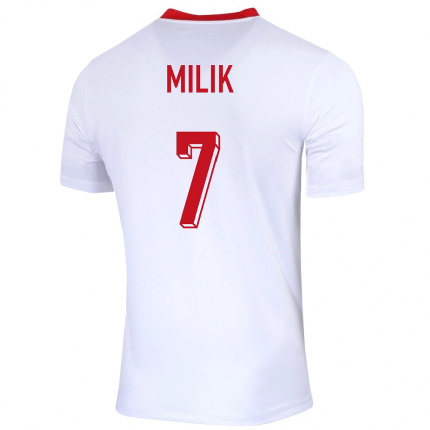 Niño Fútbol Camiseta Polonia Arkadiusz Milik #7 Blanco 1ª Equipación 24-26 Argentina