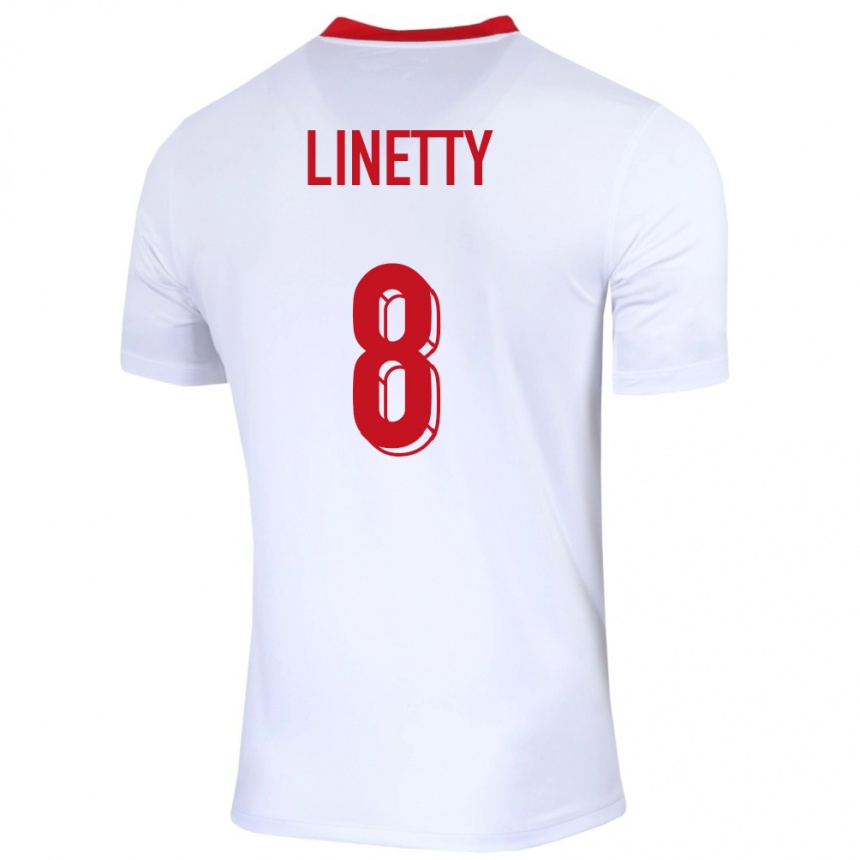 Niño Fútbol Camiseta Polonia Karol Linetty #8 Blanco 1ª Equipación 24-26 Argentina