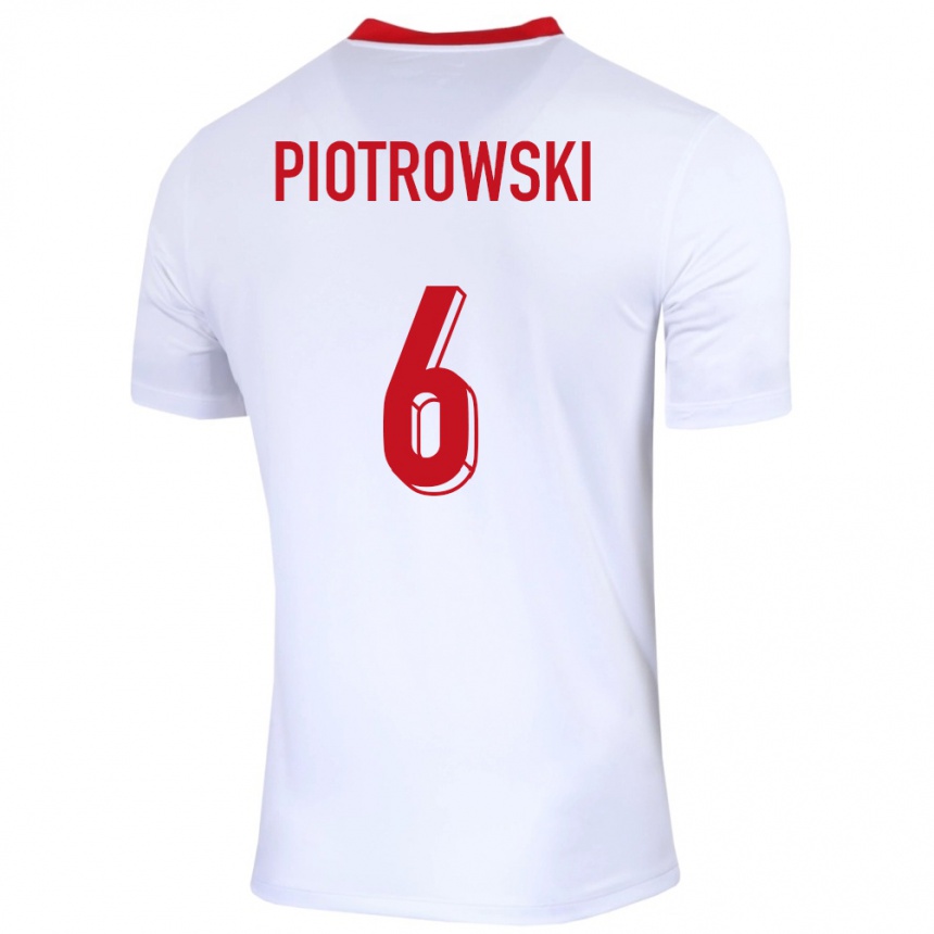 Niño Fútbol Camiseta Polonia Jakub Piotrowski #6 Blanco 1ª Equipación 24-26 Argentina