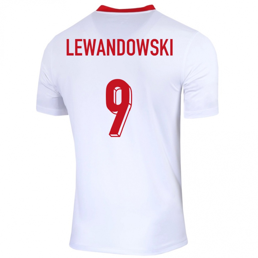 Niño Fútbol Camiseta Polonia Robert Lewandowski #9 Blanco 1ª Equipación 24-26 Argentina