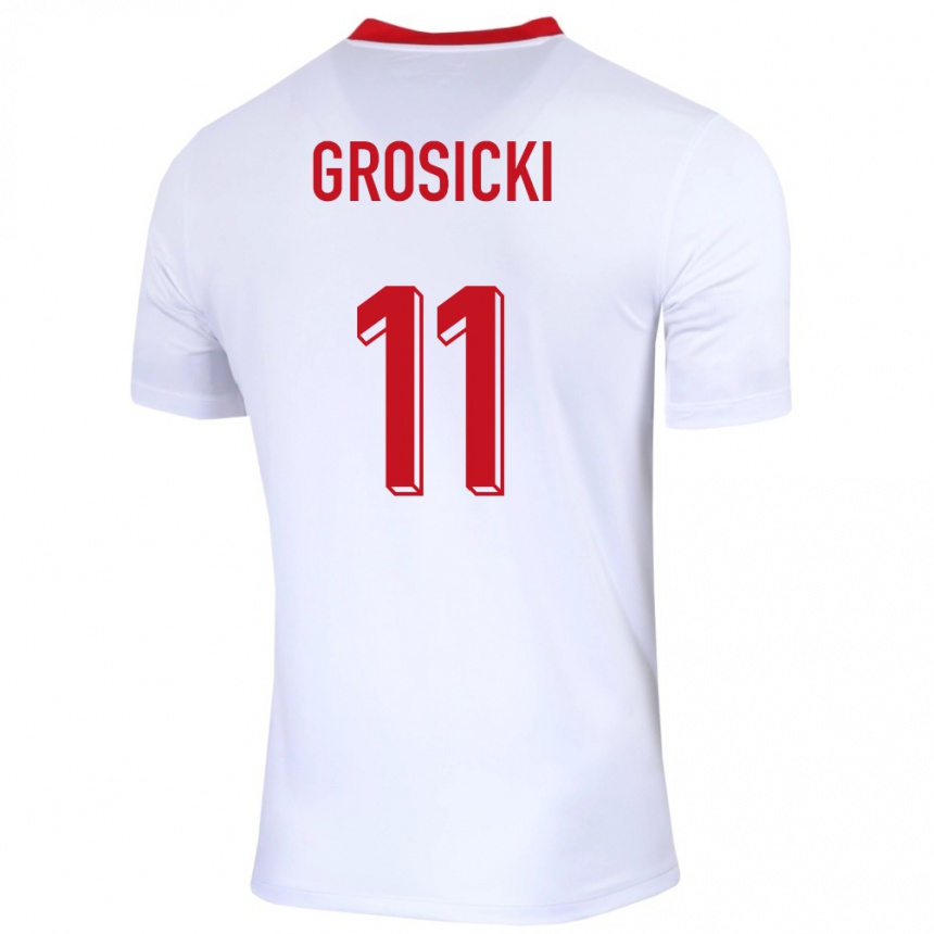 Niño Fútbol Camiseta Polonia Kamil Grosicki #11 Blanco 1ª Equipación 24-26 Argentina