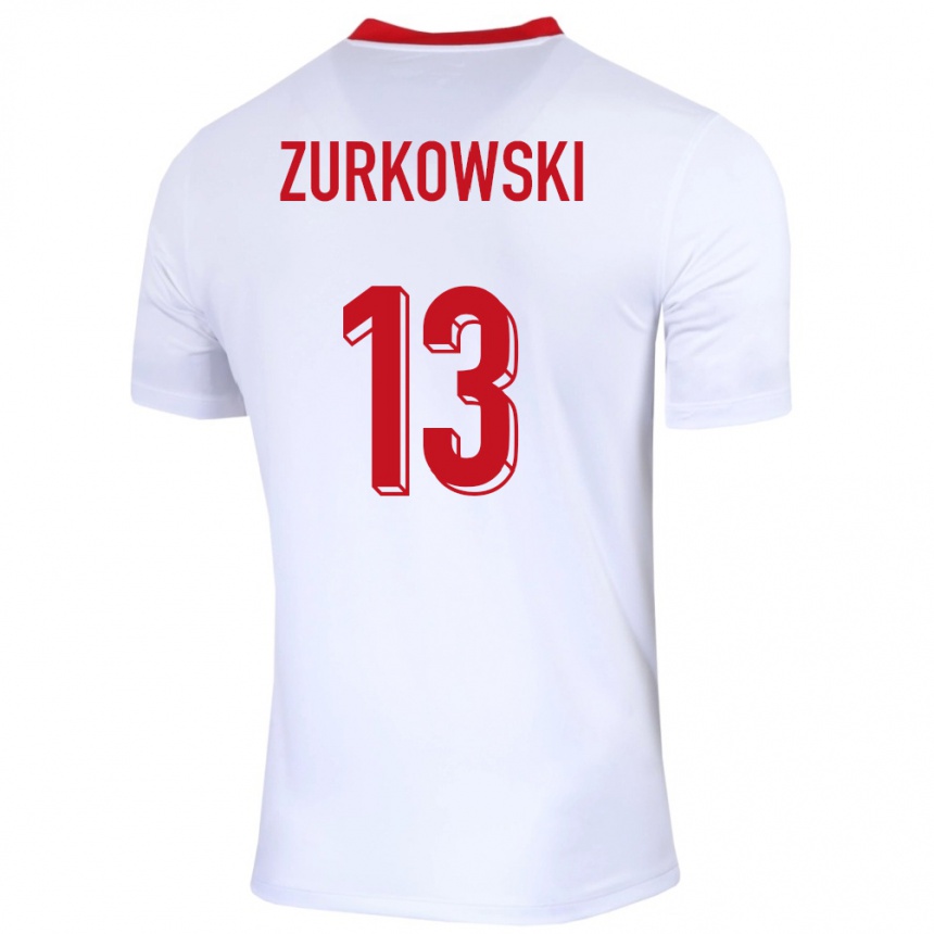 Niño Fútbol Camiseta Polonia Szymon Zurkowski #13 Blanco 1ª Equipación 24-26 Argentina