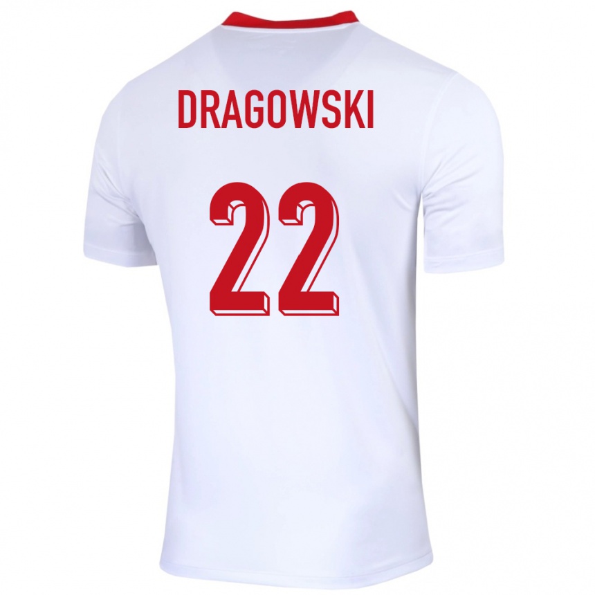 Niño Fútbol Camiseta Polonia Bartlomiej Dragowski #22 Blanco 1ª Equipación 24-26 Argentina