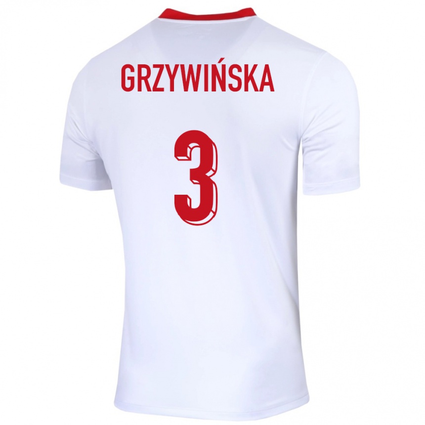 Niño Fútbol Camiseta Polonia Gabriela Grzywinska #3 Blanco 1ª Equipación 24-26 Argentina