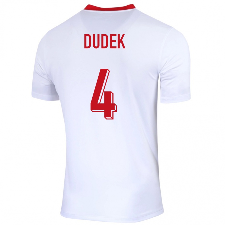 Niño Fútbol Camiseta Polonia Paulina Dudek #4 Blanco 1ª Equipación 24-26 Argentina