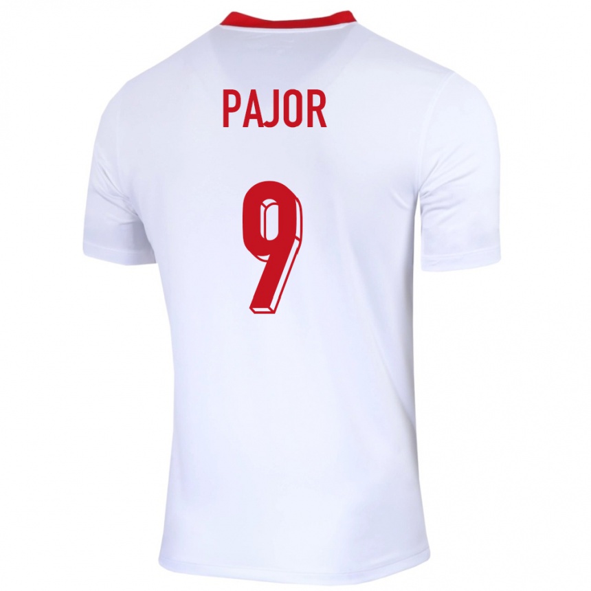 Niño Fútbol Camiseta Polonia Ewa Pajor #9 Blanco 1ª Equipación 24-26 Argentina