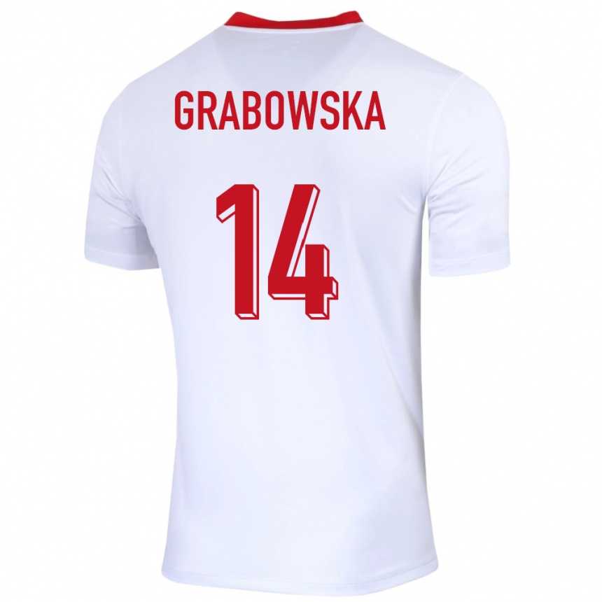 Niño Fútbol Camiseta Polonia Dominika Grabowska #14 Blanco 1ª Equipación 24-26 Argentina