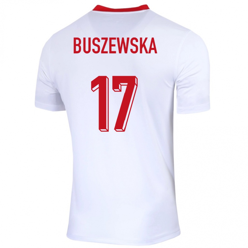 Niño Fútbol Camiseta Polonia Zofia Buszewska #17 Blanco 1ª Equipación 24-26 Argentina