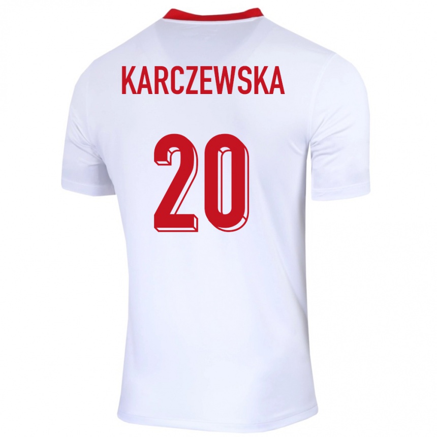 Niño Fútbol Camiseta Polonia Nikola Karczewska #20 Blanco 1ª Equipación 24-26 Argentina