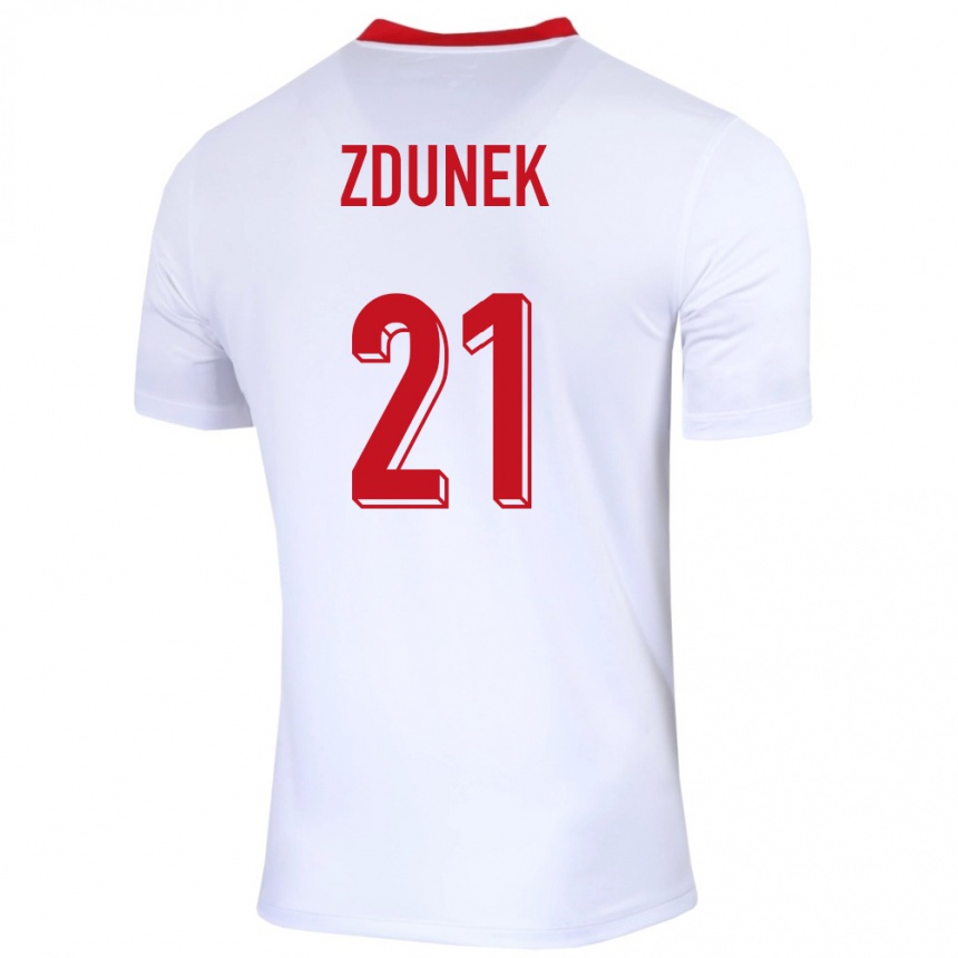 Niño Fútbol Camiseta Polonia Emilia Zdunek #21 Blanco 1ª Equipación 24-26 Argentina