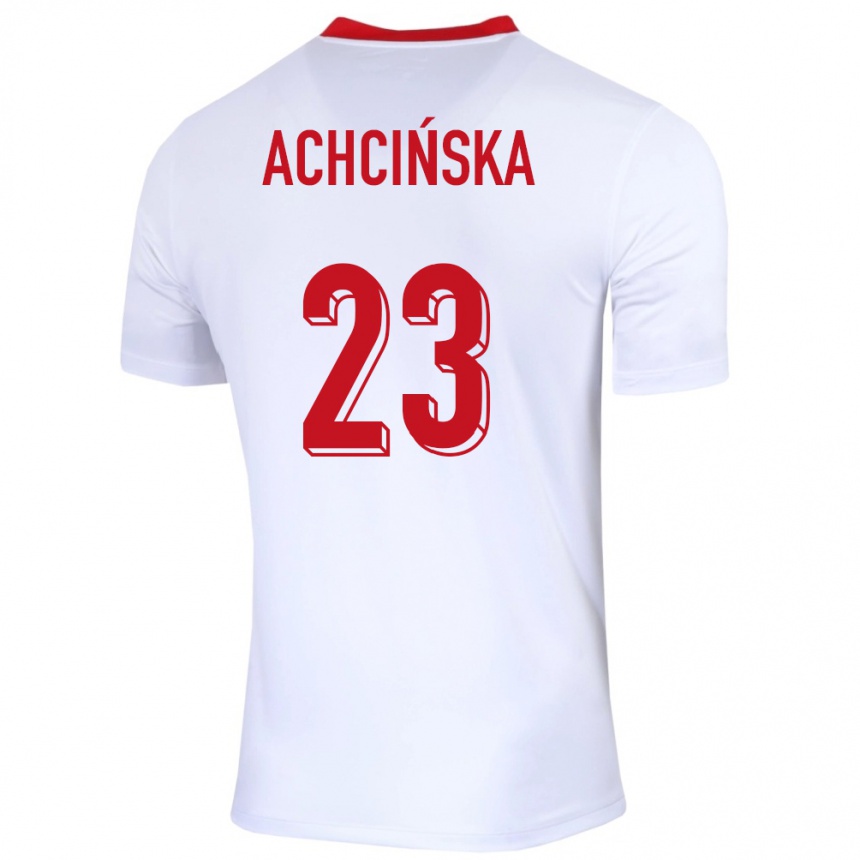 Niño Fútbol Camiseta Polonia Adriana Achcinska #23 Blanco 1ª Equipación 24-26 Argentina