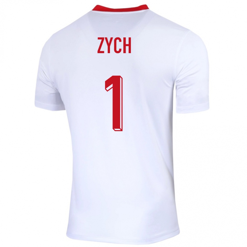 Niño Fútbol Camiseta Polonia Oliwier Zych #1 Blanco 1ª Equipación 24-26 Argentina