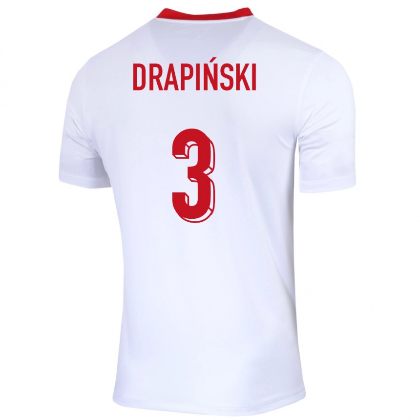 Niño Fútbol Camiseta Polonia Igor Drapinski #3 Blanco 1ª Equipación 24-26 Argentina