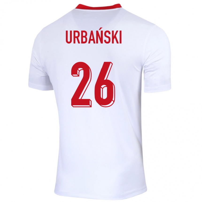 Niño Fútbol Camiseta Polonia Kacper Urbanski #26 Blanco 1ª Equipación 24-26 Argentina