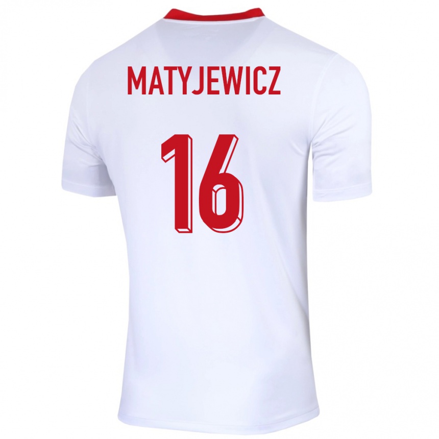 Niño Fútbol Camiseta Polonia Wiktor Matyjewicz #16 Blanco 1ª Equipación 24-26 Argentina