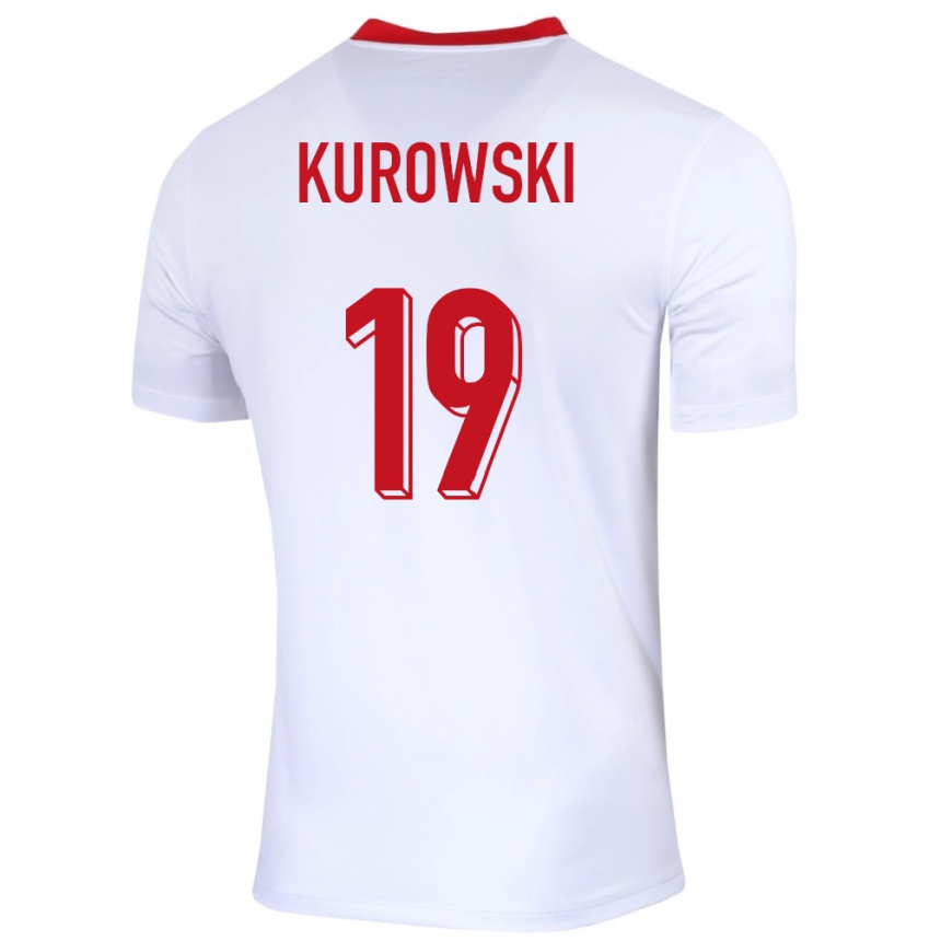 Niño Fútbol Camiseta Polonia Milosz Kurowski #19 Blanco 1ª Equipación 24-26 Argentina