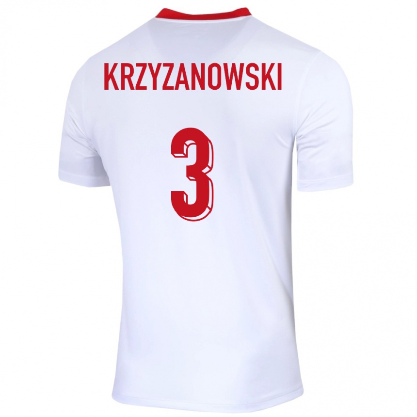 Niño Fútbol Camiseta Polonia Jakub Krzyzanowski #3 Blanco 1ª Equipación 24-26 Argentina