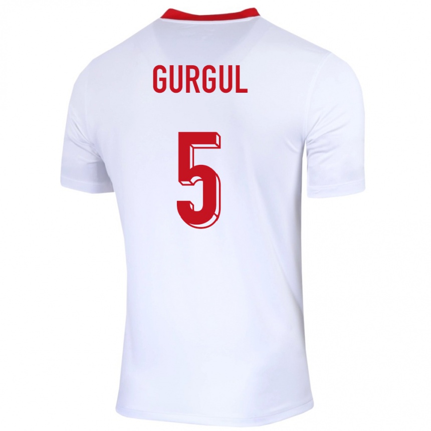 Niño Fútbol Camiseta Polonia Michal Gurgul #5 Blanco 1ª Equipación 24-26 Argentina