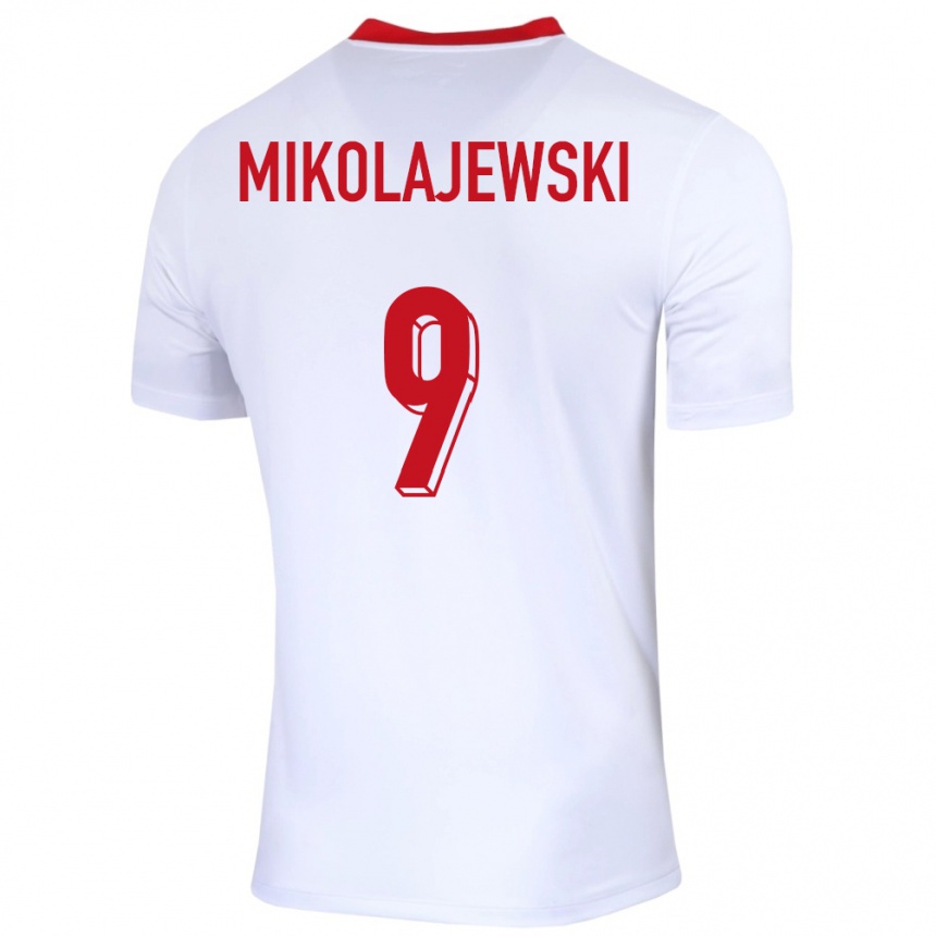 Niño Fútbol Camiseta Polonia Daniel Mikolajewski #9 Blanco 1ª Equipación 24-26 Argentina