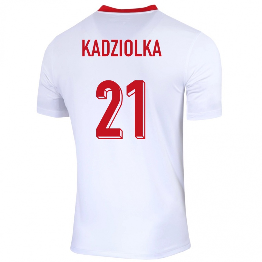 Niño Fútbol Camiseta Polonia Szymon Kadziolka #21 Blanco 1ª Equipación 24-26 Argentina