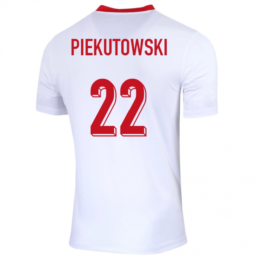 Niño Fútbol Camiseta Polonia Milosz Piekutowski #22 Blanco 1ª Equipación 24-26 Argentina