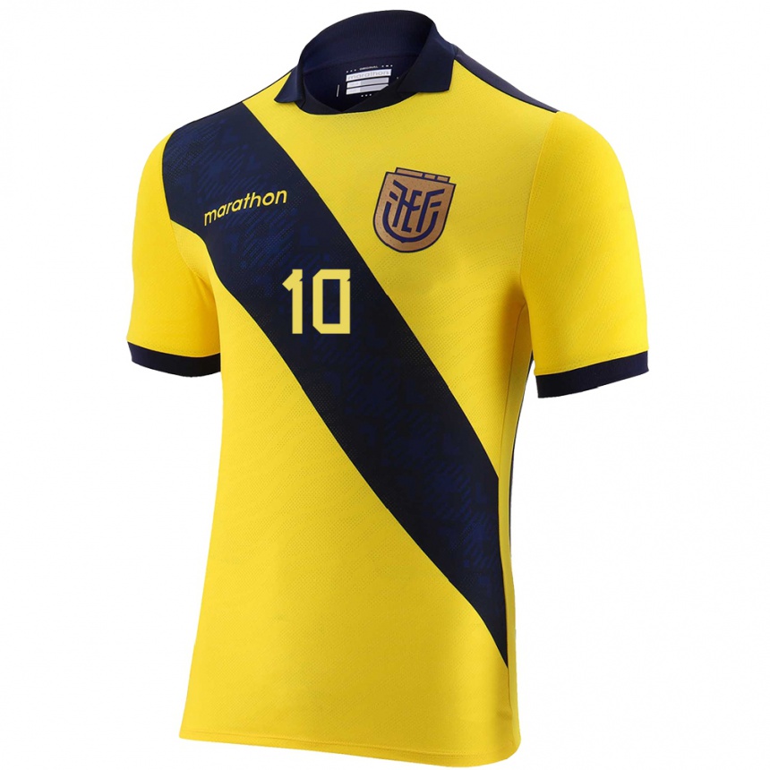 Niño Fútbol Camiseta Ecuador Romario Ibarra #10 Amarillo 1ª Equipación 24-26 Argentina