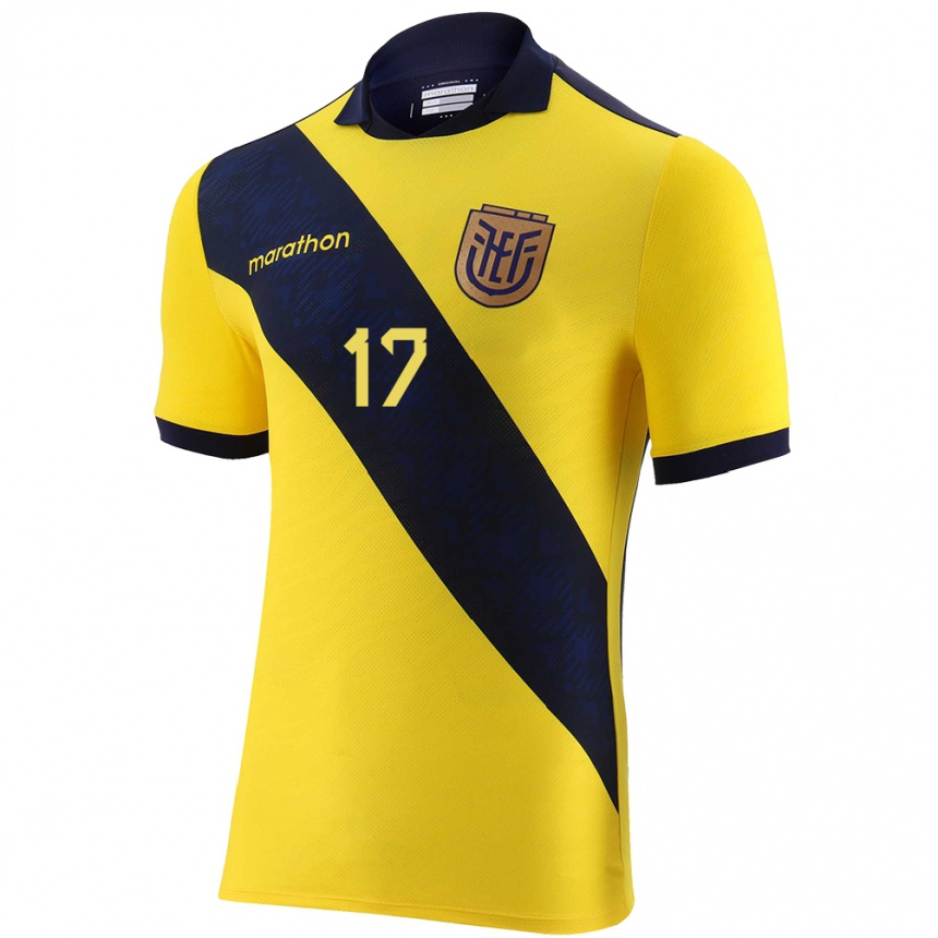 Niño Fútbol Camiseta Ecuador Angelo Preciado #17 Amarillo 1ª Equipación 24-26 Argentina