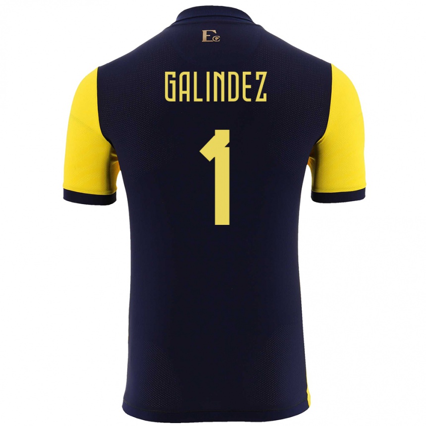 Niño Fútbol Camiseta Ecuador Hernan Galindez #1 Amarillo 1ª Equipación 24-26 Argentina