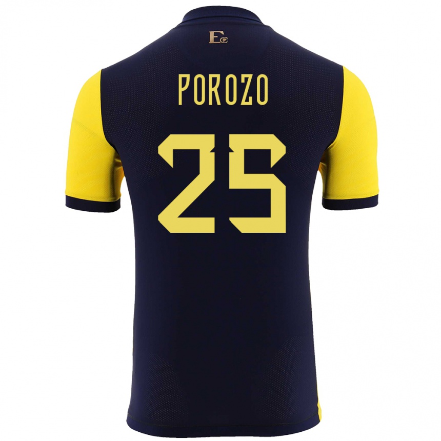 Niño Fútbol Camiseta Ecuador Jackson Porozo #25 Amarillo 1ª Equipación 24-26 Argentina