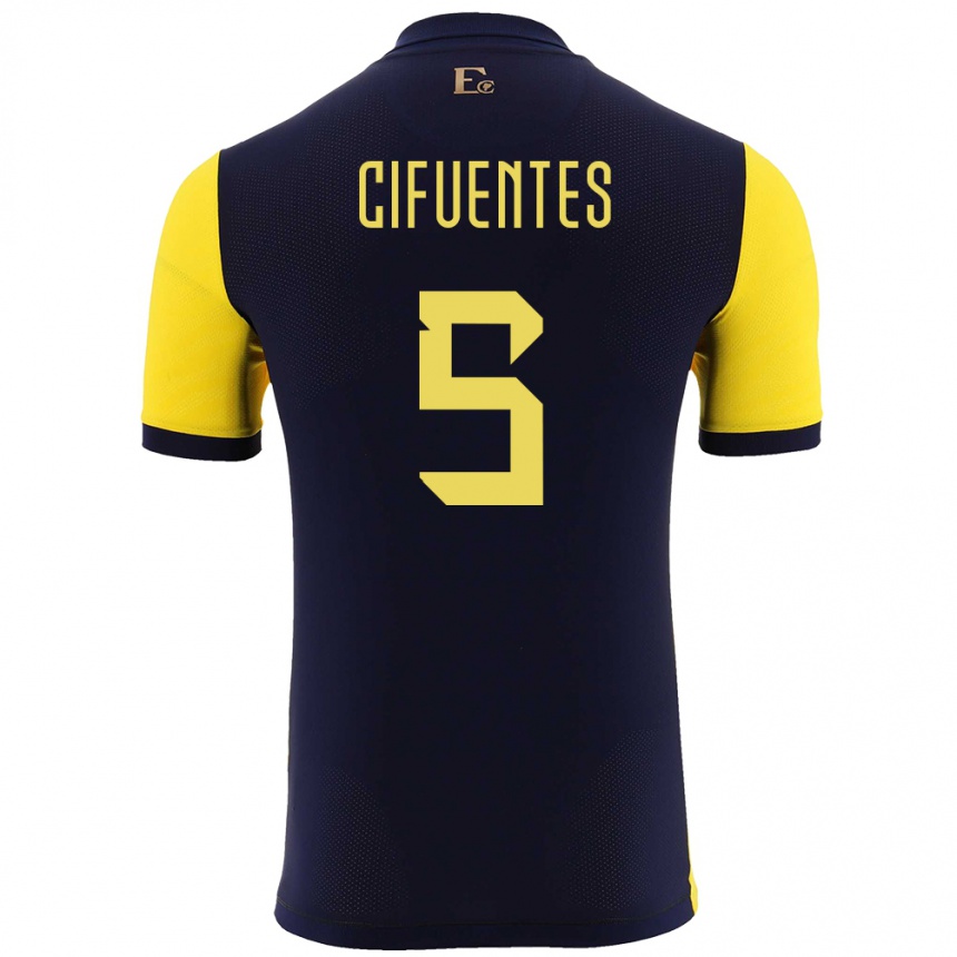 Niño Fútbol Camiseta Ecuador Jose Cifuentes #5 Amarillo 1ª Equipación 24-26 Argentina