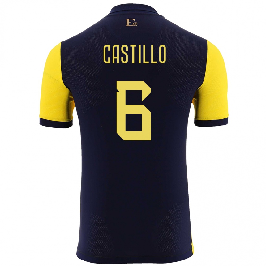 Niño Fútbol Camiseta Ecuador Byron Castillo #6 Amarillo 1ª Equipación 24-26 Argentina