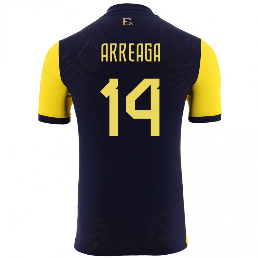 Niño Fútbol Camiseta Ecuador Xavier Arreaga #14 Amarillo 1ª Equipación 24-26 Argentina