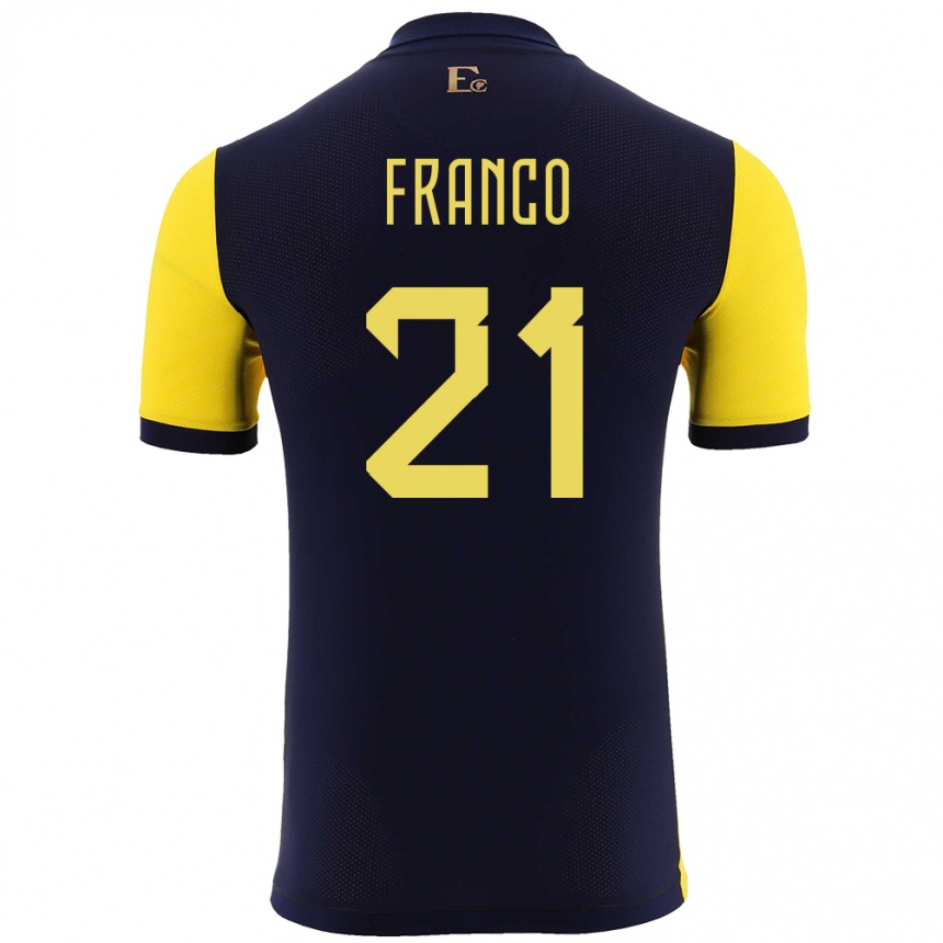 Niño Fútbol Camiseta Ecuador Alan Franco #21 Amarillo 1ª Equipación 24-26 Argentina