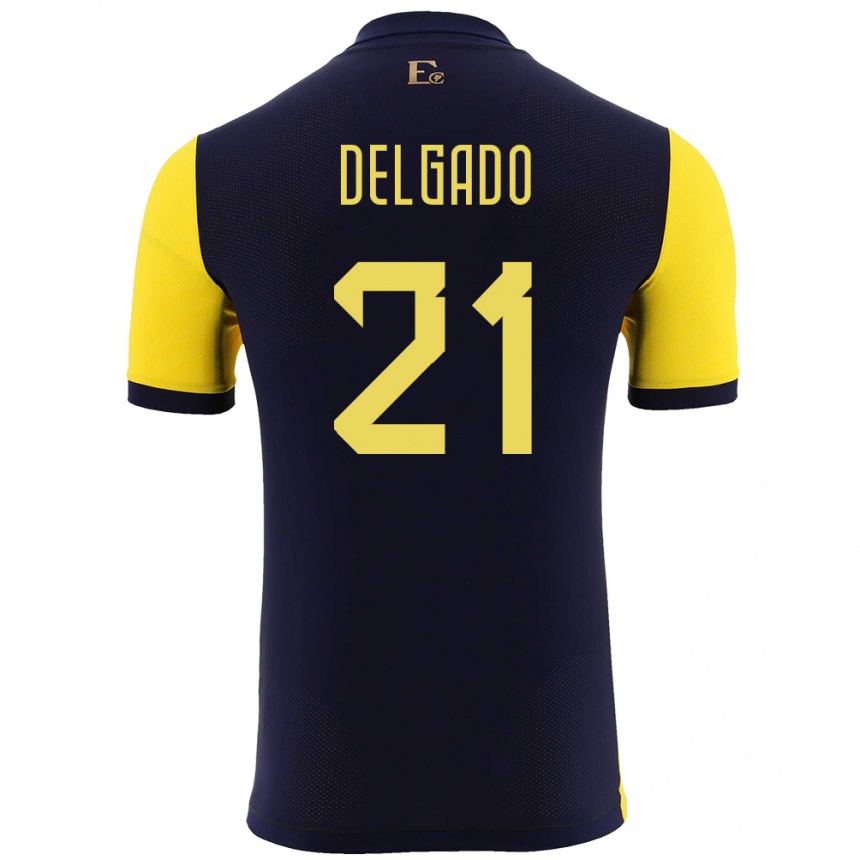 Niño Fútbol Camiseta Ecuador Patrickson Delgado #21 Amarillo 1ª Equipación 24-26 Argentina