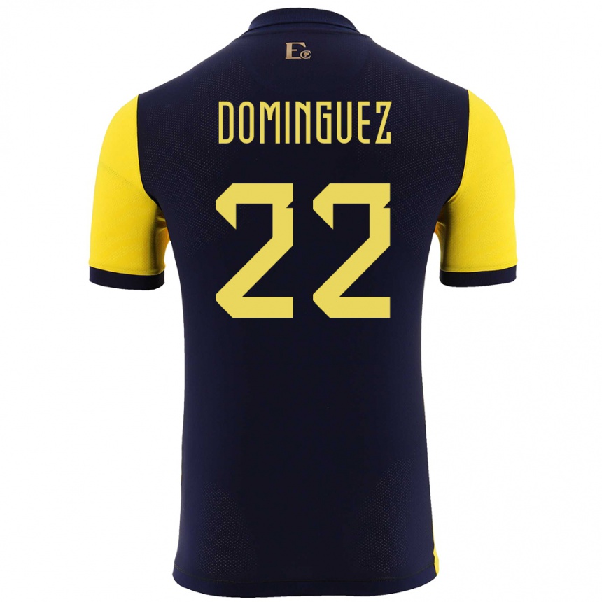 Niño Fútbol Camiseta Ecuador Alexander Dominguez #22 Amarillo 1ª Equipación 24-26 Argentina