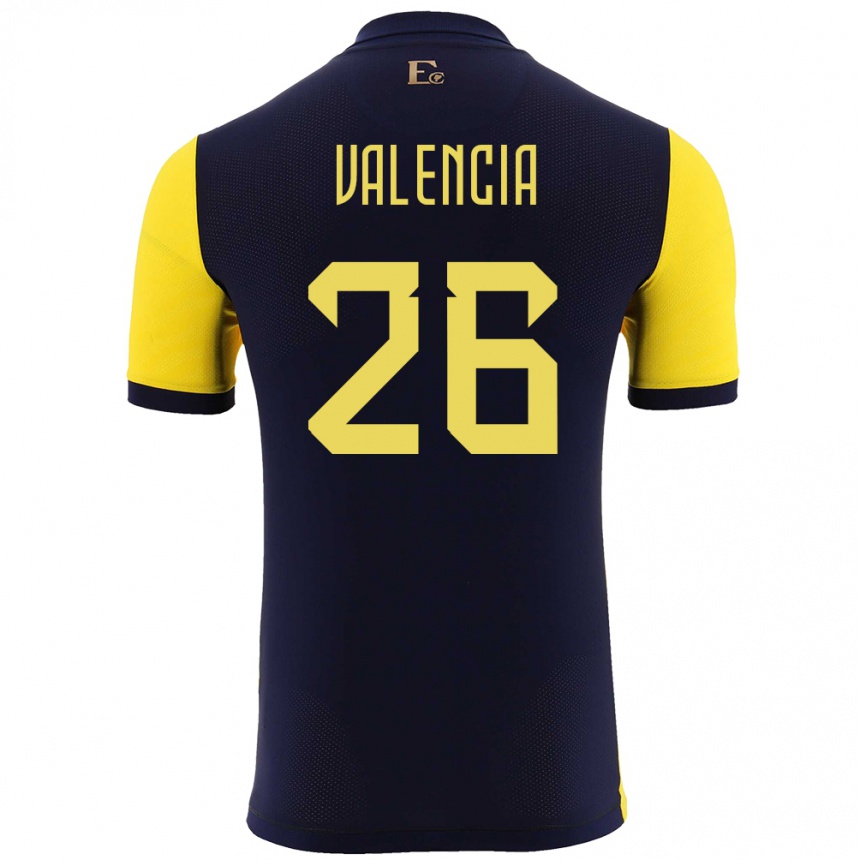 Niño Fútbol Camiseta Ecuador Anthony Valencia #26 Amarillo 1ª Equipación 24-26 Argentina