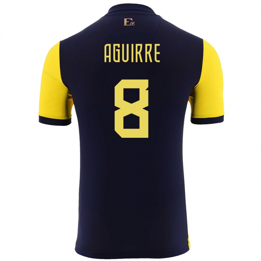 Niño Fútbol Camiseta Ecuador Marthina Aguirre #8 Amarillo 1ª Equipación 24-26 Argentina