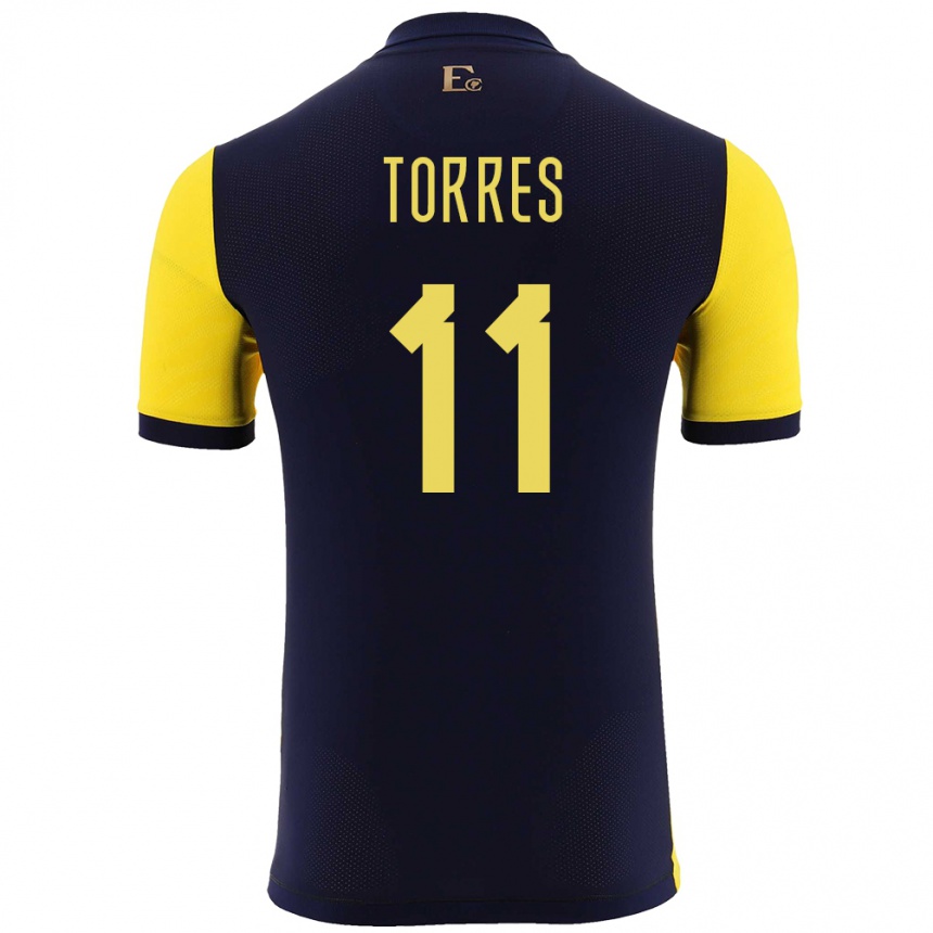 Niño Fútbol Camiseta Ecuador Ambar Torres #11 Amarillo 1ª Equipación 24-26 Argentina