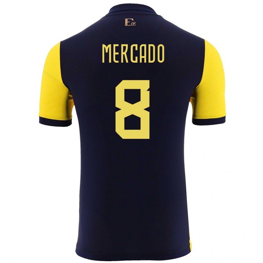 Niño Fútbol Camiseta Ecuador Patrik Mercado #8 Amarillo 1ª Equipación 24-26 Argentina