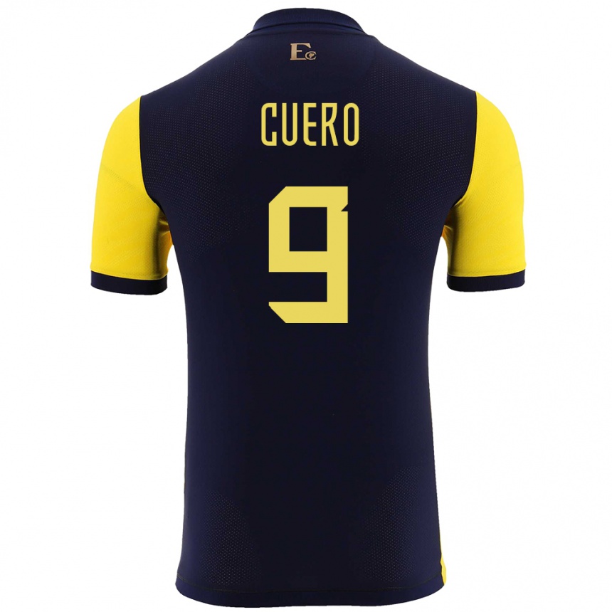 Niño Fútbol Camiseta Ecuador Justin Cuero #9 Amarillo 1ª Equipación 24-26 Argentina