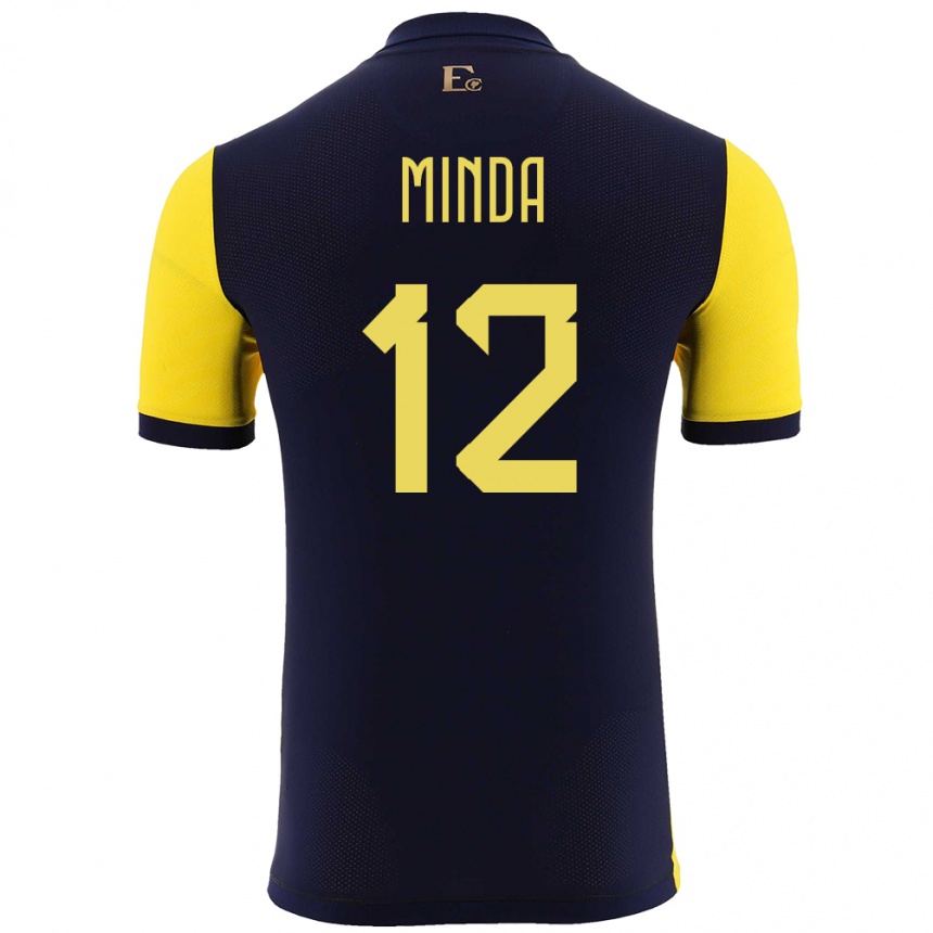 Niño Fútbol Camiseta Ecuador Ethan Minda #12 Amarillo 1ª Equipación 24-26 Argentina